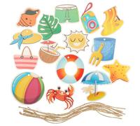 Baluue 16Pcs Summer Tree Decorations Hanging Ornaments, Tropical Hawaiian Luau Party Decor for Beach Theme Birthday, Vibrant Seaside Ceiling Baubles for Twig Trees