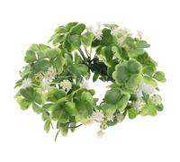 Baluue 18CM Artificial Shamrock Candle Ring Wreath for St Patrick's Day Festival Decoration, Mini Green Leaf Garland Centerpiece for Home, Table, and Party Accessories