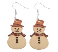 Baluue 1pair Christmas Snowman Dangle Earrings Handmade Wooden Pendant Jewelry for Women Girls Lightweight Comfortable Holiday Accessories for Festive Celebrations