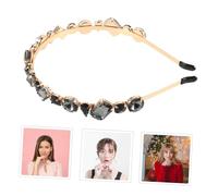 Baluue 1pc Elegant Rhinestone Headband for Women Stylish Glass Brick Hair Decoration Black and Grey for Daily Wear and Special Occasions