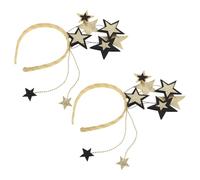 Baluue 2 Pcs Glitter Star Headbands with Sequin Five-Pointed Stars, Black and Gold Metallic Sparkle Hairbands for New Year’S Eve Party and Holiday Hair Accessories