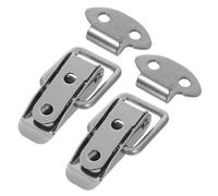 Baluue 2 Pcs Stainless Steel Latch Clamp Spring Loaded Latch Toolbox Lock Silver Cabinet Drawer Wooden Case 304 Stainless Steel