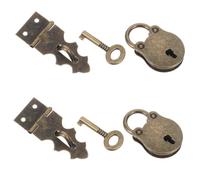 Baluue 2 Sets Antique Bear Shaped Hasp Latch Clasp Lock Made of Iron with Secure Closure and Easy Installation, for Furniture Decoration and Retro Furniture Repair