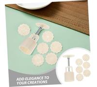 Baluue 2 Sets Flower Mooncake Mold Press for DIY Baking Abs Moon Cake Stamps for Cookies Fondant Cupcakes Traditional Chinese Pastries Easy to Clean