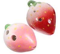 Baluue 2 Sets Strawberry Fruit Ocarinas for Beginner Wind Instruments with Sweet Resonant Sound Craftsmanship Creative Musical Random Color