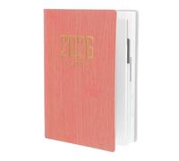 Baluue 2026 A7 Small Pocket Planner Daily Schedule Notebook Portable English Planner Notepad for School Office Home Use with Smooth Writing Pink Striped Cover