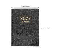 Baluue 2027 Pocket Size Planner Notebook with Ink-resistant Pages and Progress Tracking, Black Pu Leather Cover, Compact Daily Appointment Organizer for Work and Study, A7 Academic