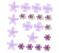 Baluue 20pcs Mini Purple Flower Hair Clips with Rhinestones Retro Vintage Style Small Hair Clamps for Braids and Bangs Cute Non Slip Accessories for Daily Wear and Parties