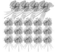 Baluue 20pcs Silver Plastic Pull Bow for Gift Wrapping, Decorative and Easy to Assemble, Not Easy to Break or Wrinkle, for Bath Baskets and Crafts