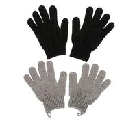 Baluue 2pairs Exfoliating Bath Gloves and Comfortable Shower Mitts for Skin Exfoliation for Neck Shoulders Feet and More Quick-drying Hanging in Gray and Black