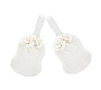 Baluue 2pcs Ceramic Call Bell with Ergonomic Handle Crisp Clear Sound Handheld Porcelain Bells for Christmas Decor Wedding Party Classroom Announcements and Home Decoration