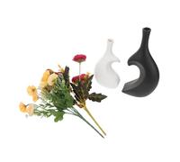 Baluue 2pcs Ceramic Heart Vase Black White Vintage Porcelain Flower Holder for Farmhouse Decor Romantic Tabletop Accent Small Decorative Pot for Flowers