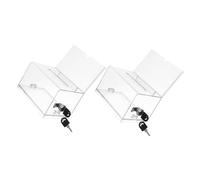 Baluue 2Pcs Clear Acrylic Suggestion Box Capacity Business Card Holder Transparent Donation Box for Charity Fundraising Voting Collection with Metal Material