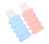 Baluue 2pcs Collapsible Silicone Travel Bottles for Lotion and Soap 90ml Refillable Flip Lid Leak Proof Squeeze Bottles for Travel Toiletries in Blue and Pink