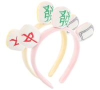Baluue 2pcs Creative Mahjong Design Plush Headbands for Women, Keep Hair Neat with Lovely Fashion Look, Makeup and Face Wash Accessories