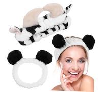 Baluue 2pcs Cute Animal Skincare Headbands Cow Panda Print Headband for Makeup Skincare