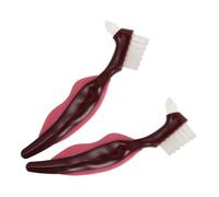 Baluue 2Pcs Double-Sided Denture Cleaning Brush with Extra Firm Bristles for False Teeth and Gum Care, Portable Oral Hygiene Tool for Seniors and Retainer Cleaning