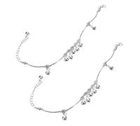 Baluue 2pcs Ethnic Bell Ankle Bracelets for Women Boho Barefoot Foot Chain Anklets with Charming Jingle Sounds for Belly Dance Stage Performances and Daily Wear Accessories