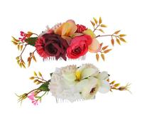 Baluue 2pcs Flower Side Comb Headpiece for Brides Elegant Hair Accessories for Beach Weddings Soft Cloth Material Beautiful Bridal Hair Decorations