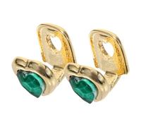Baluue 2pcs Gold Hip-hop Teeth Grills with Heart Gemstone Removable Costume Jewelry for Men and Women Comfortable Fit for Crooked Chipped Teeth Stylish Oral Accessory for Photo Shoots and