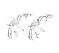 Baluue 2pcs Halloween Pins Spider Brooch Artificial Pearls Black and White Design for Women for Bags Clothes and Festive Decorations