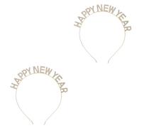 Baluue 2pcs Happy Year Rhinestone Headband Fashion Hair Accessory for Parties Creative Hair Ornament for Celebrations Sparkly Hairband for Women and Girls