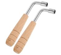 Baluue 2pcs Harp Tuning Wrench with Ergonomic Wood Handles for Hexagonal Pegs Stainless Steel Instrument Melody Tools for Accurate Lyre Harp and Stringed Musical Instruments