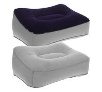 Baluue 2Pcs Inflatable Foot Rest Cushion Set, Portable Travel Footstool with PVC Flocked Surface, Eco-Friendly Foot Relax Pad for Men and Women, Dark Blue and Light Grey, Suitable for