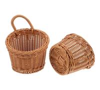 Baluue 2Pcs Kitchen Hanging Storage Baskets for Ginger Garlic Onion, Woven Wall-Mounted Vegetable Fruit Holders, Medium and Small Size Sets for Kitchen Organization