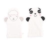 Baluue 2pcs Large Baby Cartoon Bath Mittens Body Scrubbing Gloves Cute Animal Design White Panda White Sheep Reusable Exfoliating Gloves for Newborn Shower and Bathing