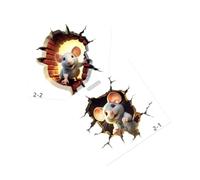 Baluue 2pcs Mouse Hole Wall Decals Peel and Stick Removable Wall Stickers for Bedrooms Nursery Living Decorative Cartoon Crack Design