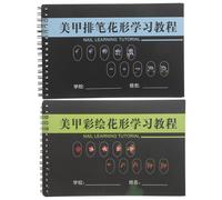 Baluue 2pcs Nail Practice Kit for Beginners and Nail Technicians, Spiral Bound Paper Workbook with 180 Degree Flat Opening, Step-by-step Floral Manicure Guide for Beauty School Sessions