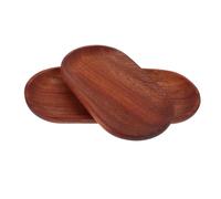 Baluue 2pcs Oval Wooden Serving Trays Japanese Style Decorative Fruit Dessert Plates for Kitchen Table Living Rustic Farmhouse Food Platter