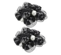 Baluue 2pcs Pearl Black White Plaid Hair Rope Oversized Checker Hair Scrunchies Sport Ties for Women Fashion Accessories Large Ties for Girls