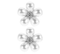 Baluue 2pcs Pearl Daisy Brooch Pins for Women, Silver Floral Clothing Pins Scarf Clip Function, Small Korean Style Breastpin for Shirt Collar and Dress Accessories
