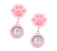 Baluue 2pcs Pink Cat Paw-Shaped Silicone Nurse Watch with View and Safe to Use Features, Creative Design Hanging Fob Watch Gift for Nursing Students During Graduation Week