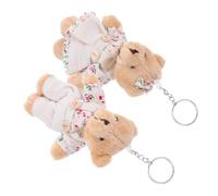 Baluue 2pcs Plush Bear Pendant Keychains Lightweight Fabric Bear Shaped Keyring with Decorative Effect for Bag Hanging Accessories for Family and Friends in Spring and Summer