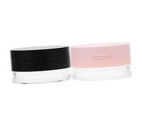 Baluue 2pcs Portable Loose Powder Container with Mirror Puff Travel-friendly Makeup Powder Boxes for Setting Blush Highlighter Design