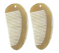 Baluue 2pcs Portable Natural Horn Combs for Hair Straightening Anti-static Detangling Massage Comb Compact Design for Travel and Everyday Use Shine and Reduce Breakage