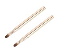 Baluue 2pcs Retractable Lipstick Brushes with Protective Cap, Dual-ended Metal Lip Liner and Gloss Blending Brushes, Hygienic and Ultraportable for Daily On-the-go Makeup Touchups