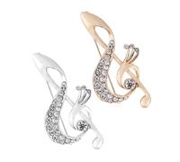 Baluue 2pcs Rhinestone Music Note Brooch Pin for Women Alloy Boutonniere with Elegant Sparkling Design Decorative Lapel Pins for Suits Dresses Scarves Stylish Accessory