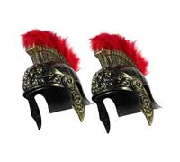 Baluue 2pcs Roman Soldier Helmet with Lion Pattern and Vibrant Plume Medieval Knight Cosplay Headgear for Festivals and Historical Events Comfortable Fit Ancient Greek Armor Accessory
