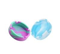 Baluue 2pcs Silicone Ashtrays Non-Slip Unbreakable Round Smoking Trays Mint Green Rose Red Camouflage Blue White Suitable for Indoor Outdoor Use