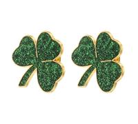 Baluue 2pcs St Patrick’s Day Shamrock Lapel Pins Brooch Set Green Enamel Leaves for Women Irish Festival Souvenir Cardigan and Canvas Bag Accessories