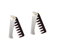 Baluue 2pcs Stainless Steel Wide Tooth Folding Comb Portable Hair Styling Tool for Men Static Design for Scalp Massage and Hair Care for Home Travel