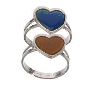 Baluue 2Pcs Temperature Sensitive Color Changing Mood Rings Unisex Emotion Jewelry Adjustable Open Bohemian Heart Shape for Women