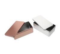 Baluue 2pcs Tinplate Rectangular Storage Boxes with Sealing for Tea Leaves Candies Snacks Organizers Silver Rose Gold Food Container Party Use