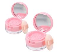 Baluue 2pcs Travel Loose Powder Containers with Mirror and Puff, Mini Reusable Makeup Powder Boxes for Women, Compact Cosmetic Holder for On-The-go Touch-ups