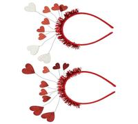Baluue 2Pcs Valentine’S Day Heart Shaped Hairbands Set, Red Pink Unique Party Hair Hoops, Delicate Headwear for Weddings and Festival Hair Accessories