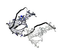 Baluue 2pcs Venetian Masquerade Masks for Women Metal Rhinestone Party Eye Masks with Hollow Reusable Photo Props for Halloween Carnival Ball